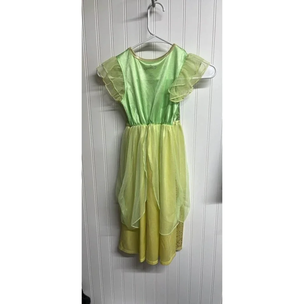 Disney Princess Tiana Nightgown Girls 6/6X Green Yellow Fantasy Sleep Dress